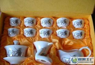 博瓷14头高档玉瓷金牛图功夫茶具礼盒——品味东方雅韵，礼遇尊贵之选